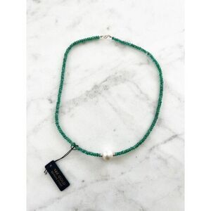 Natural Semi-Precious Stone Emerald Chip Necklace with Fresh Water Pearl